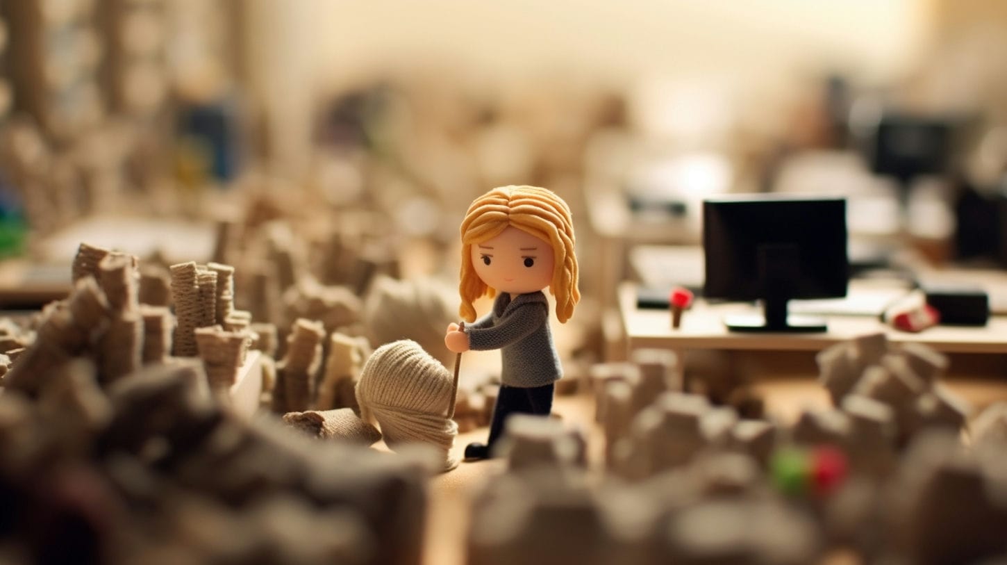 Le bonheur et la discipline nécessaire pour l'atteindre exprimé dans une photo miniature d'une personne classant des produits.
