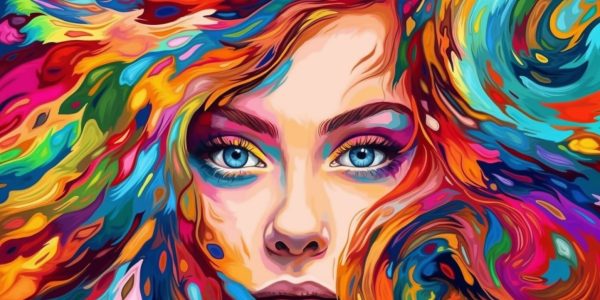 Le visage d'une jeune femme entouré de couleur vibrante exprimant ce que c'est d'être authentique