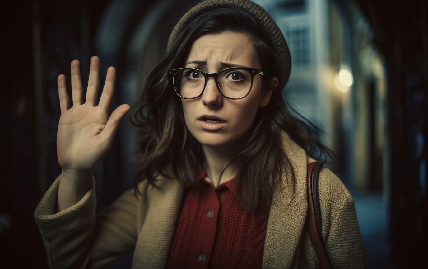 Image représentant une femme qui s'en va en faisait signe avec sa main. cette image représente le désengagement causé par nos comportement perfectionniste.