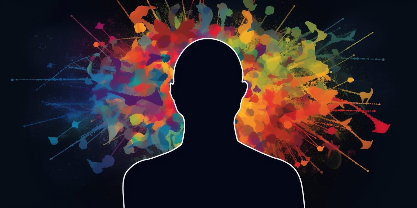 Silhouette avec une explosion de couleur représentant l'adaptation aux émotions