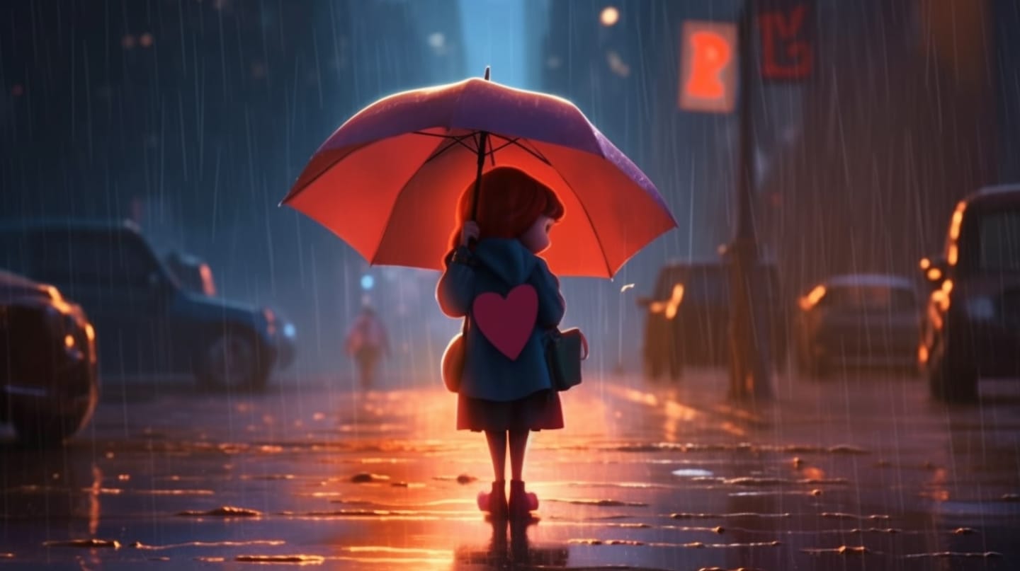 image représentant le sentiment de sécurité qu'apport l'acceptation en imageant une petite fille sous la pluie avec un parapluie.